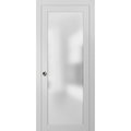 Sartodoors Modern Pocket 30x80" Planum 2102 White Silk Pocket Frame Trims Pulls Track  SetSlide | PLANUM2102PD-WS-30